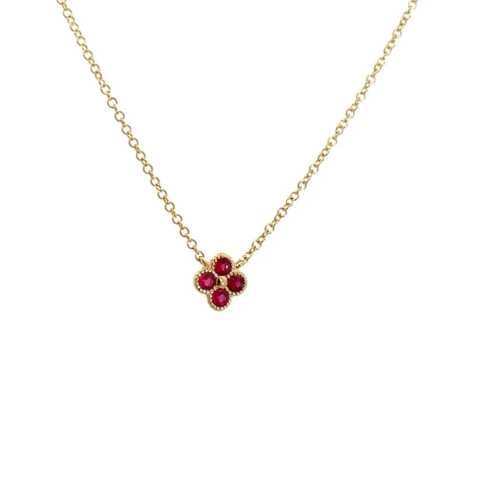 14KY MINI CLOVER NECKLACE RU0.20CT