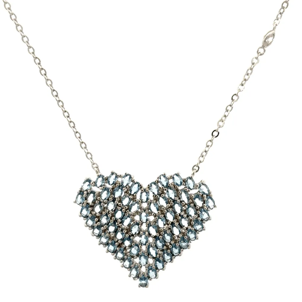 925SL BIG HEART BRISTONE SKY ÑIL CZ NECKLACE