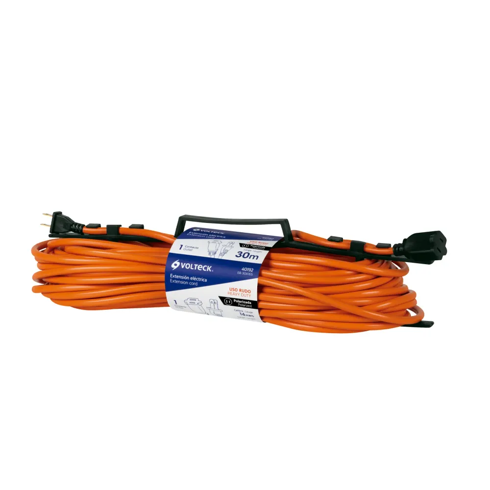 EXTENSISN ELICTRICA USO RUDO 30 M 2X16 AWG PARA 1 CLAVIJA con Resina Epóxica