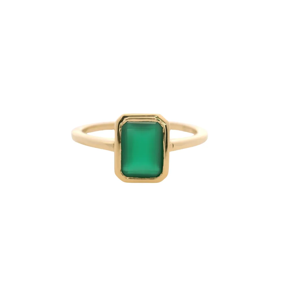 925YG SOLITARY BAGUETTE ONYX MENTA BEZEL 9MM RING T6.5