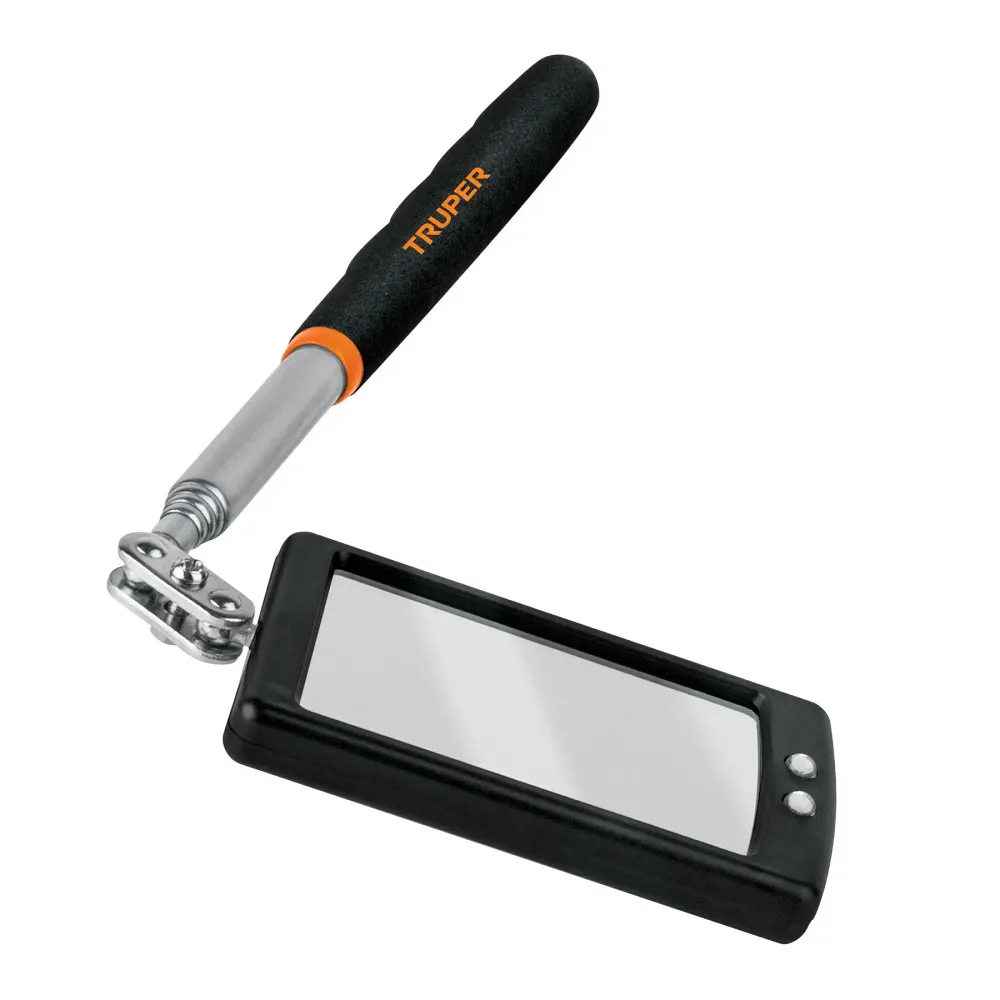 Espejo rectangular telescópico de inspección con luz led, 5x9cm