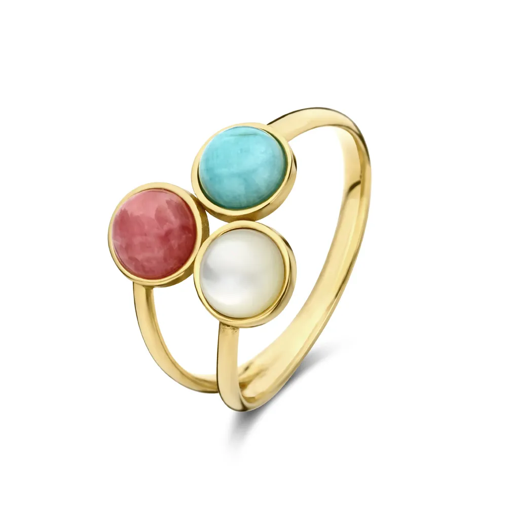 Arandela de Cobre Anillo Belleville Cachet de oro de 14 quilates con gemas naturales
