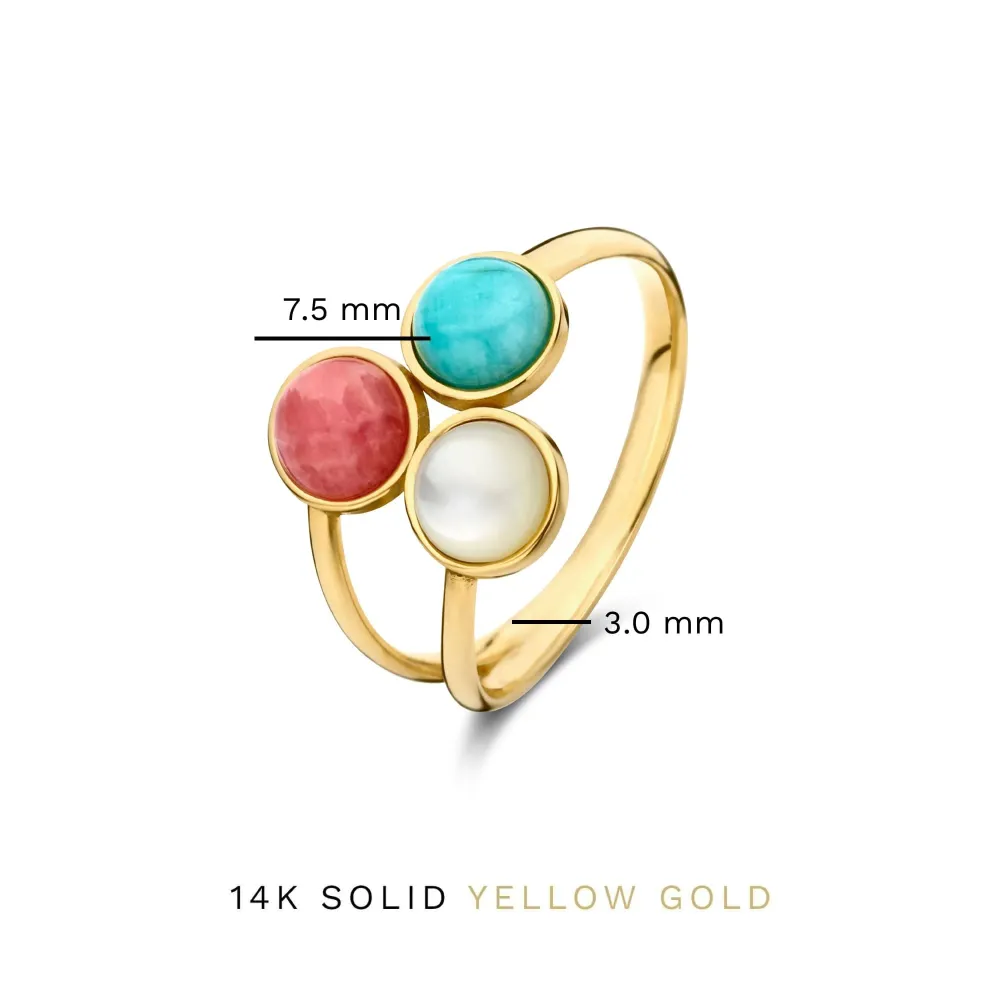 Arandela de Cobre Anillo Belleville Cachet de oro de 14 quilates con gemas naturales