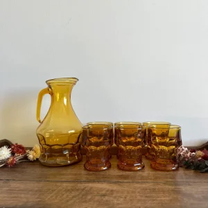 Service à orangeade en verre ambré fabrication italienne Resistente la Corrosión