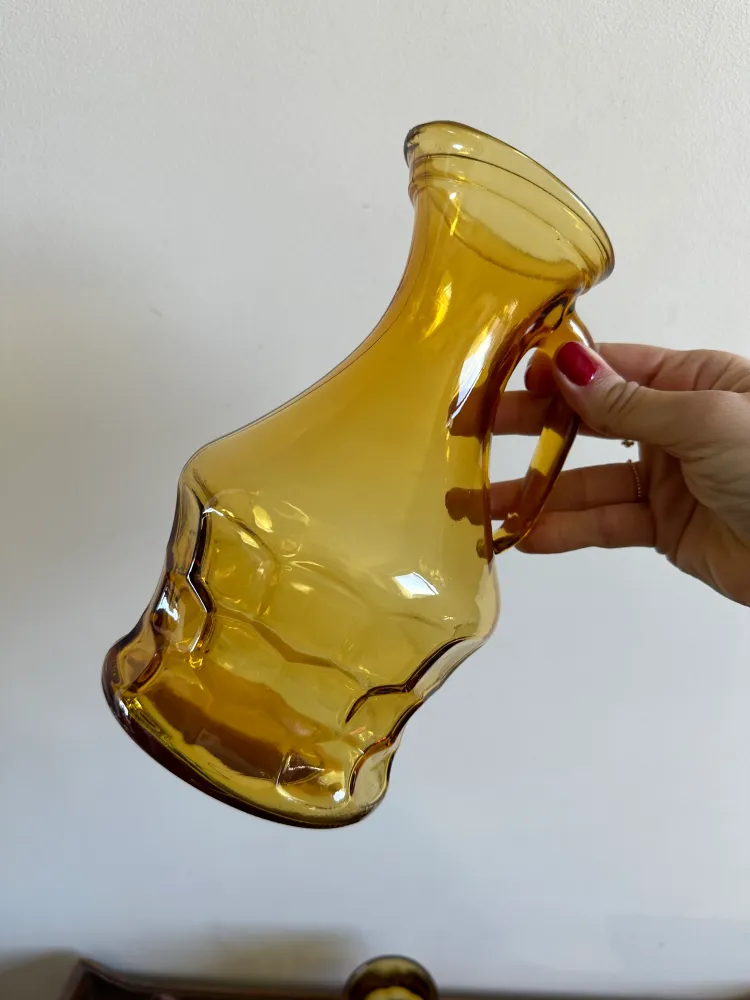 Service à orangeade en verre ambré fabrication italienne Resistente la Corrosión