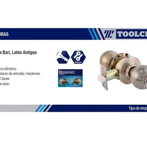 Toolcraft tc2167 cerradura de pomo bari baño laton antiguo con Base Autosoportante