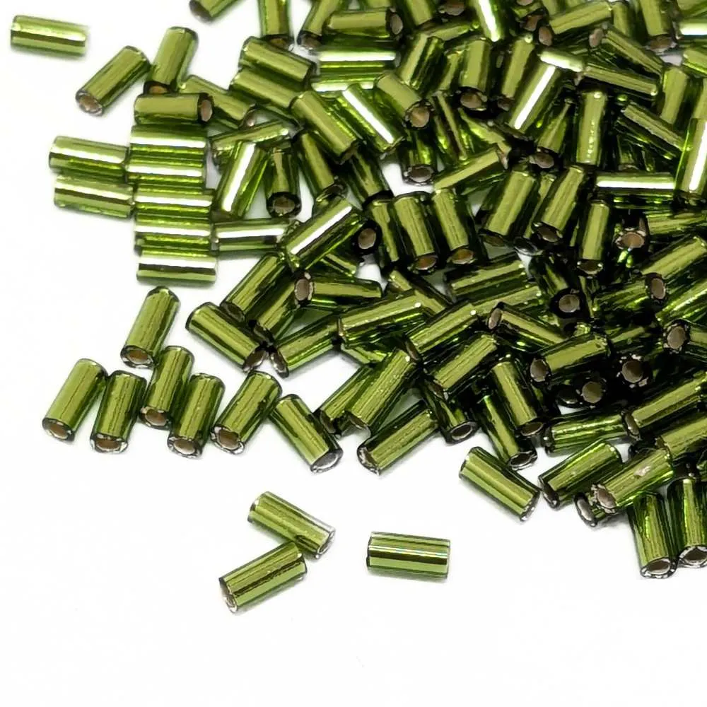 Bugle Miyuki 3mm Argénteo Lined Olive – 5 gr. col. 26