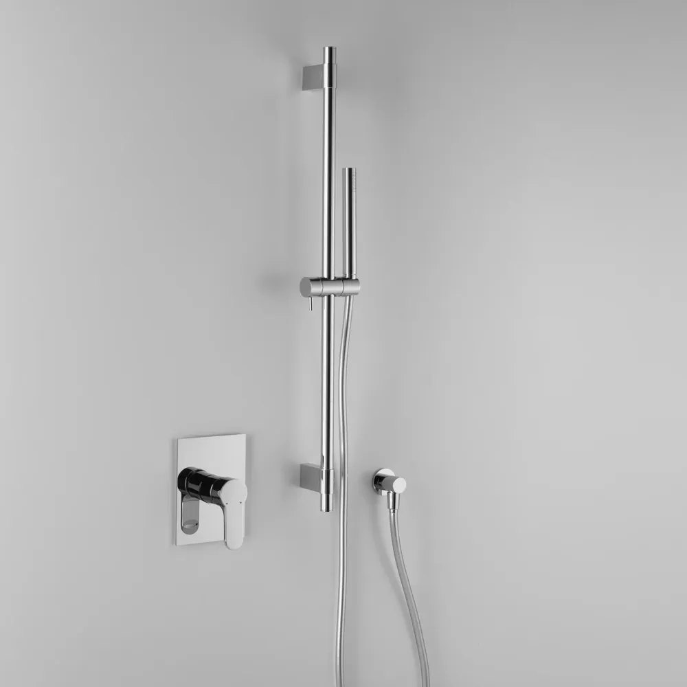 Composizione doccia ARES: saliscendi ottone con erogazione MOON+ doccetta+miscelatore con 4 Tornillos Incluidos