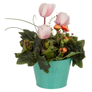 Maceta con flor artificial 18x18x37 de 3 x 3 Pulgadas