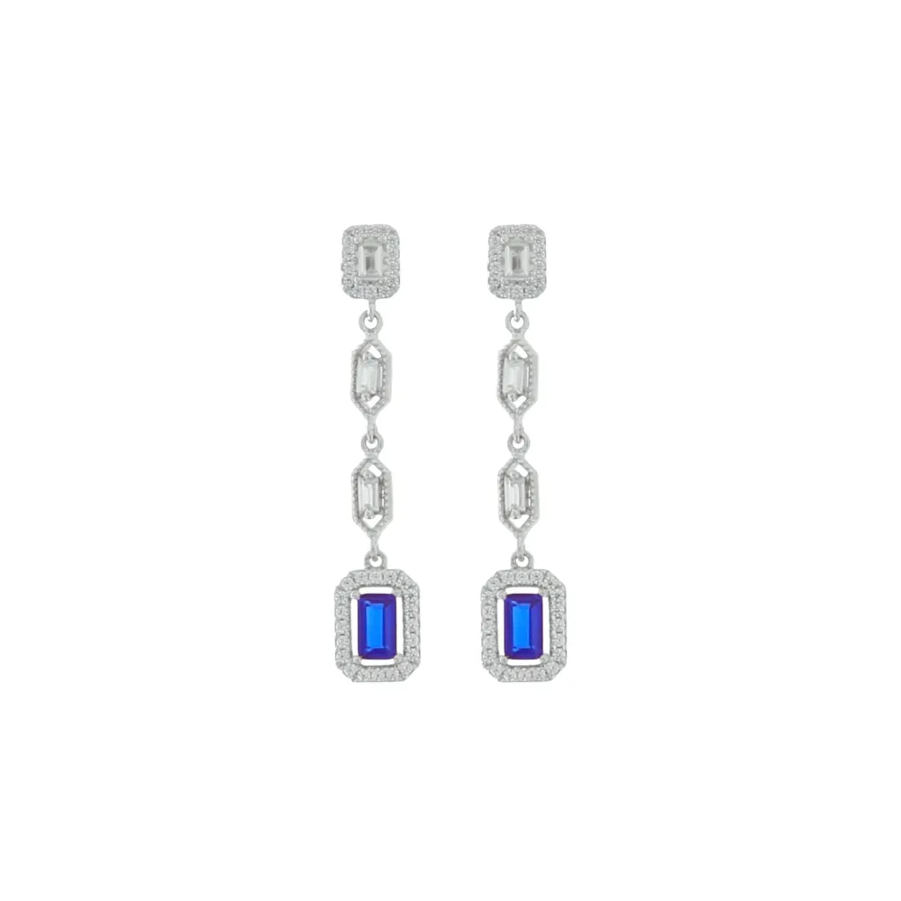 925SL DROP BAGUETTES CZ ÑIL EARRINGS