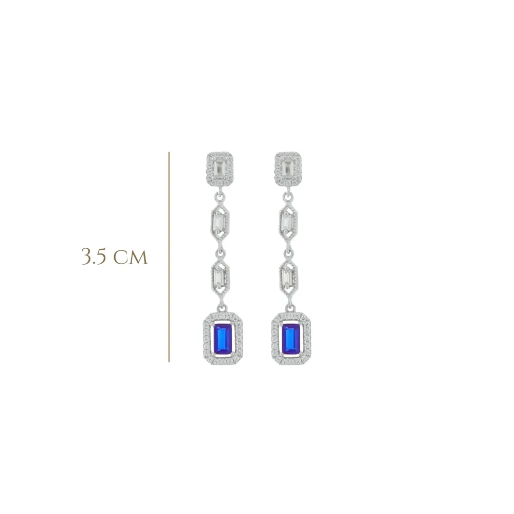 925SL DROP BAGUETTES CZ ÑIL EARRINGS