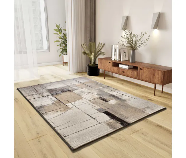Alfombra de diseño abstracto marfil BERUTI, 133x190 cm - ATTICGO