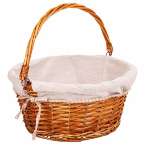 Cesta mimbre forrado con asa abatible marrón d37x17/30 Pesada | Resistente la Corrosión