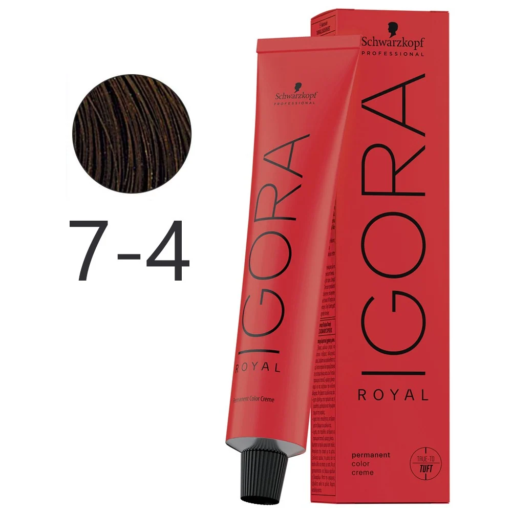 Schwarzkopf - Tinte Permanente Igora Royal 7-4 Rubio Medio Hueso 60 ml