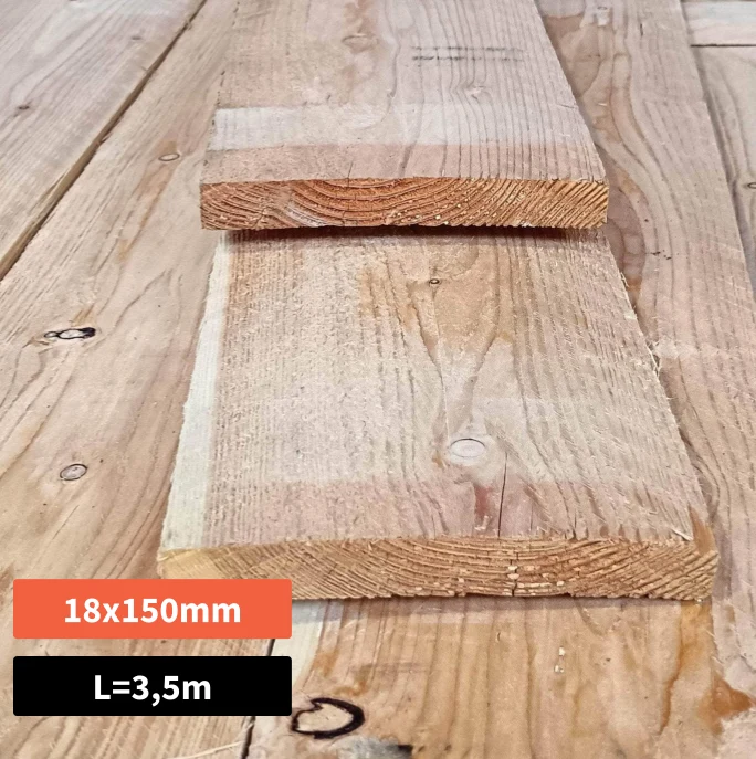 Planche brute mélèze - 18x150 L=3,5m