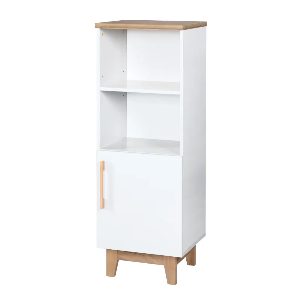 Étagère sur pied 'Finn' blanc, en bois, technologie à fermeture progressive, blanc/chêne doré con Rodamientos de Bolas