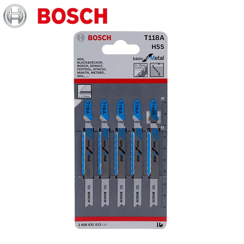 Bisagra de Acero Inoxidable JEU DE 5 LAMES DE SCIE SAUTEUSE T118A - MÉTAL - BOSCH