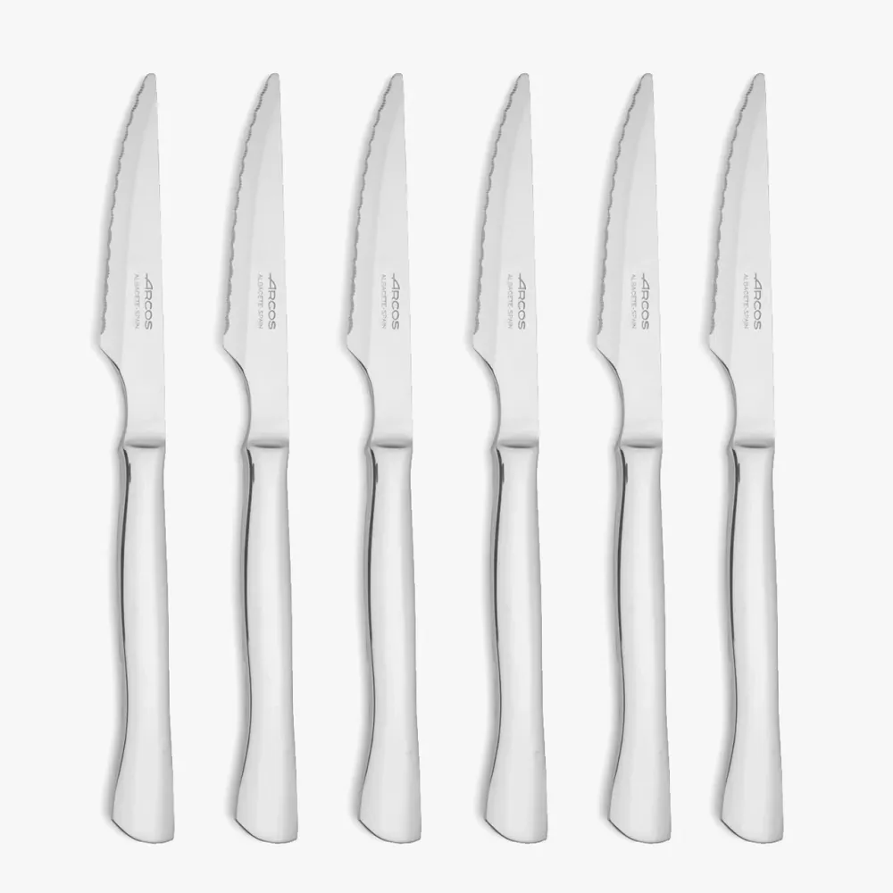 Bisagra de Cofre Jogo de cozinha com 6 facas para bifes monobloco com fio serrilhado