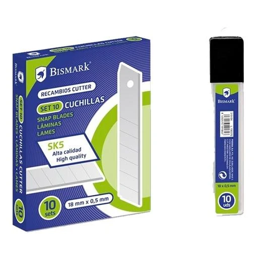 BISMARK REPUESTO CUTTER 18MM / CUCHILLA FRACTURABLE CAJITA DE 10 CUCHILLAS para Puertas de hasta 40 kg