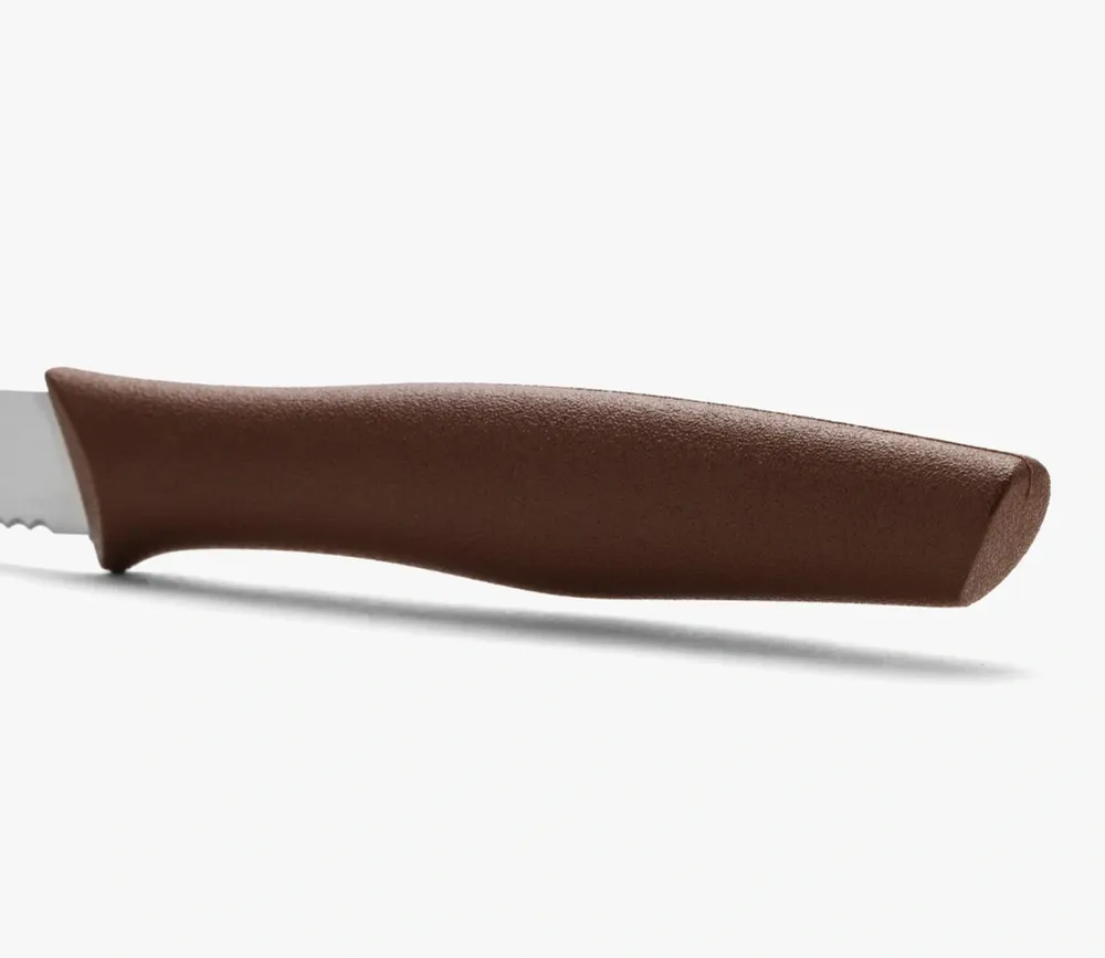 Coltello Spelucchino Marrone Seghettato Serie Nova 100 mm Juego de 4 Unidades