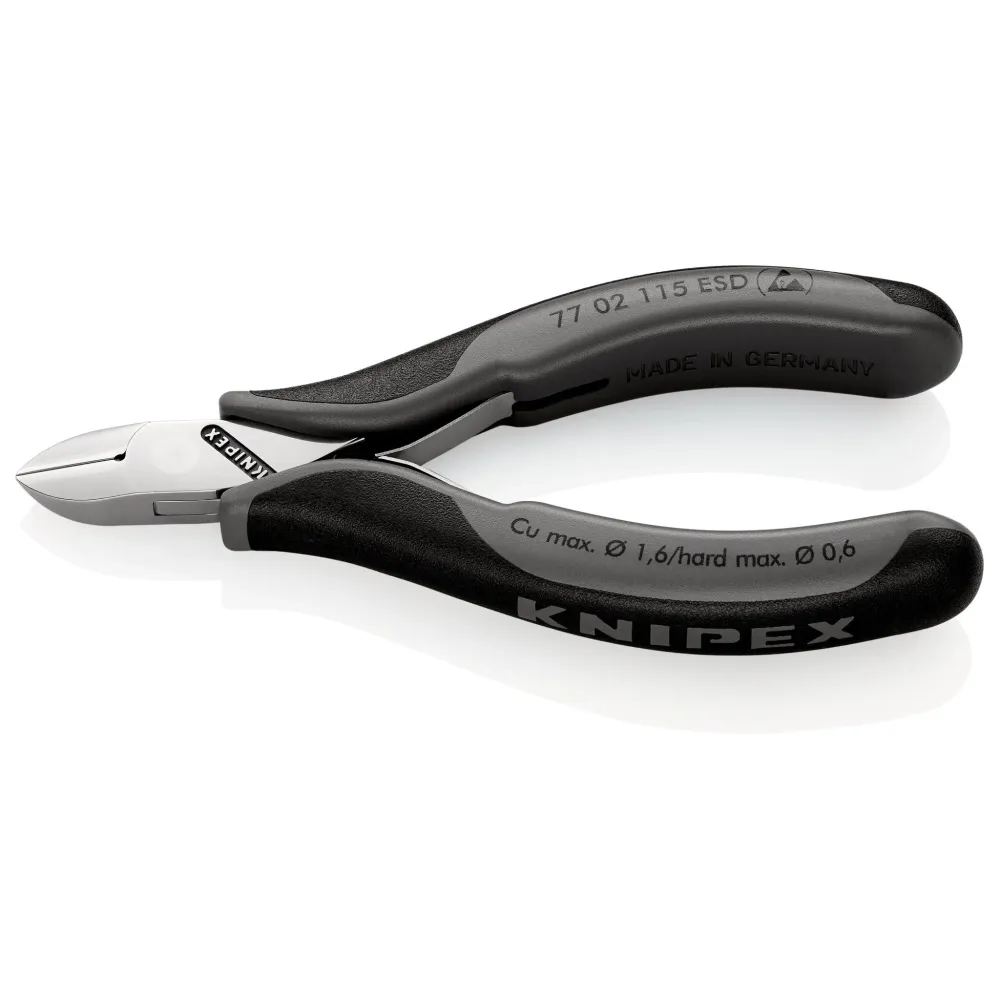 Knipex 77 02 115 ESD - Diagonal cutting pliers electronics 115 mm two-component handles. Edges reducido bevel. Electrostat...