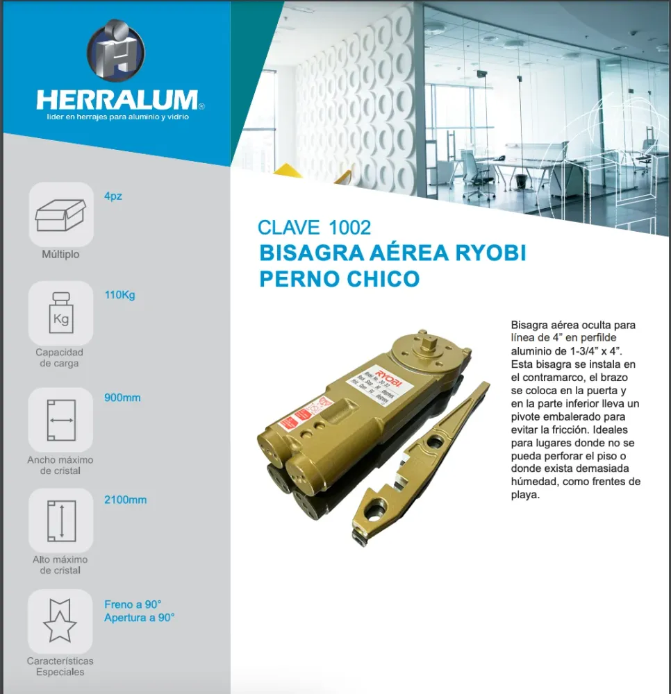 Bisagra érea Perno Chico SKU 100200000 RYOBI | Acero Galvanizado |