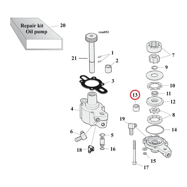 Bisagra de Puerta Pesada Bushing, Oil Pump Cover Harley-Davidson