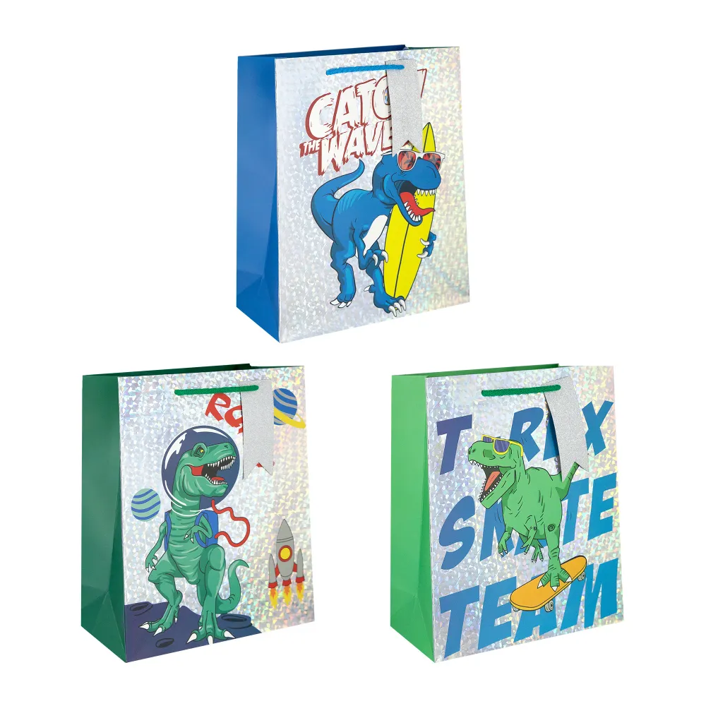 Bolsas de regalo de dinosaurios pequeñas, 12 unidades, mezcladas Tamaño Pequeño