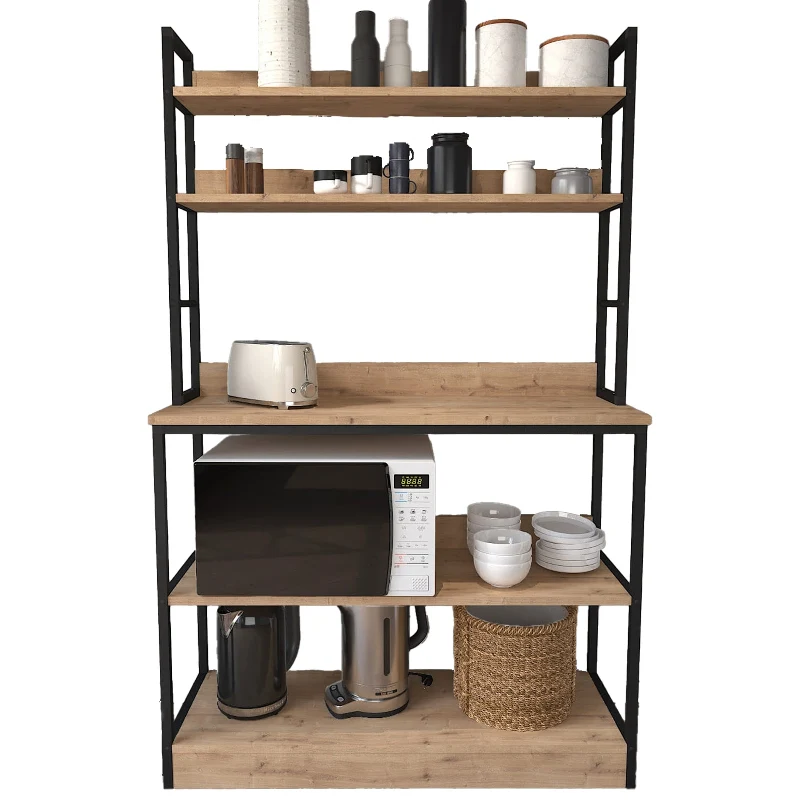Buyqualia Estanterí para Cocina de Estilo Industrial con Varios Niveles con estantes en melamina Color safir y Estructura...
