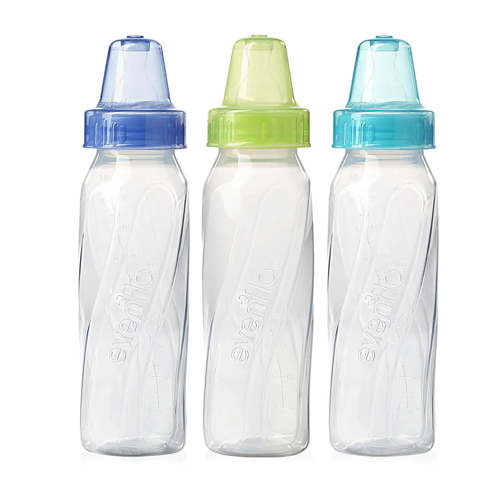 Evenflo Feeding Clásico - Botellas de cuello estándar de plástico transparente para bebé, bebé y recién nacido, rosa/lavan...
