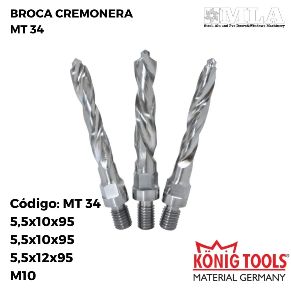 MT 34 BROCA CREMONERA TERNARIO TALADRO PARA MLA MAQUINA