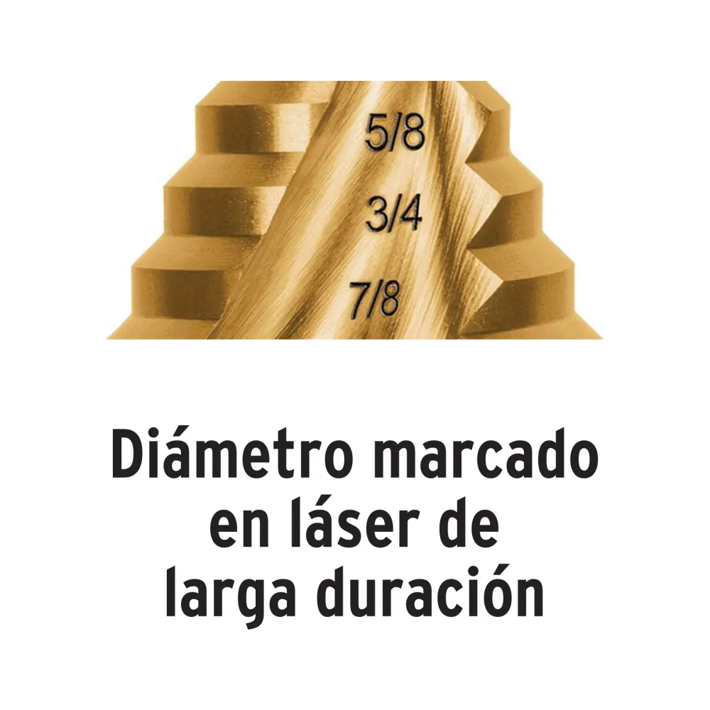 Broca escalonada titanio 12 escalones 3/16' 7/8', Expert