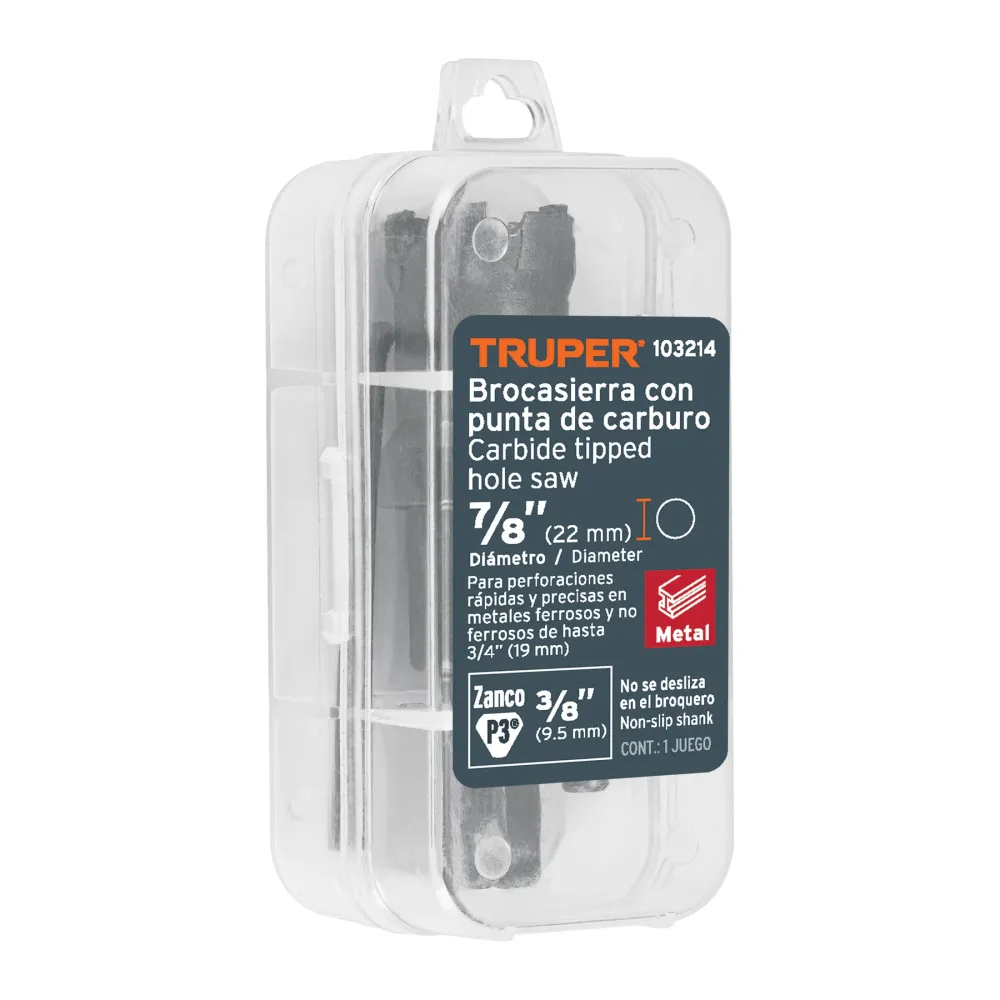 Brocasierra de carburo de tungsteno, 7/8', Truper de Tamaño Mediano