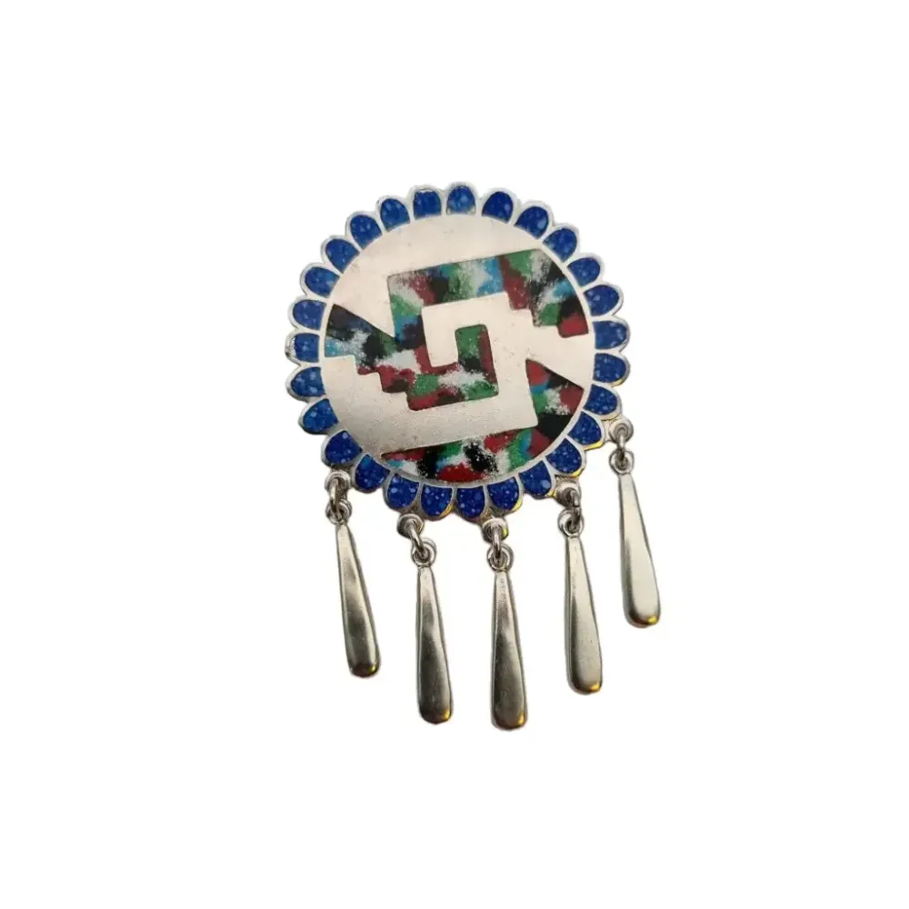 Vintage made mexico, colgante con multipiedras, plata 925, broche de plata.