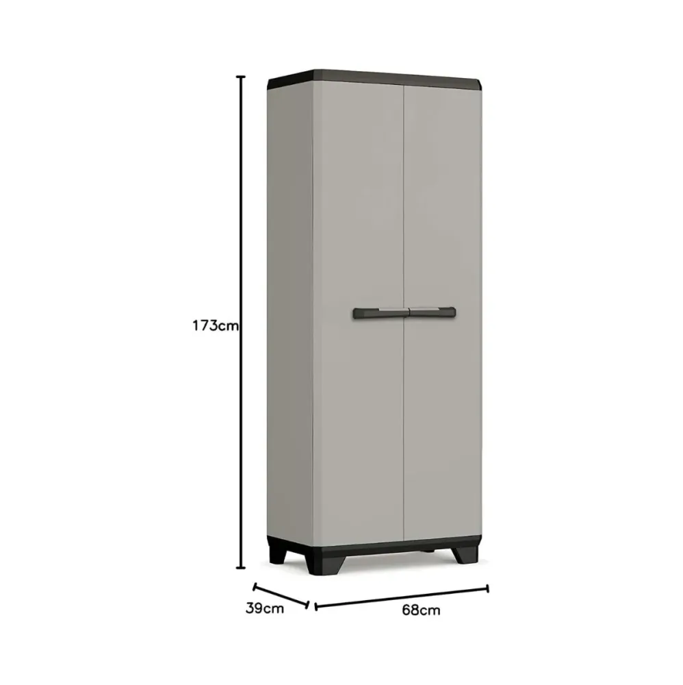 Cubo de Agua Armario escobero Planet Brico 2 puertas resina gris 173x68x39 cm