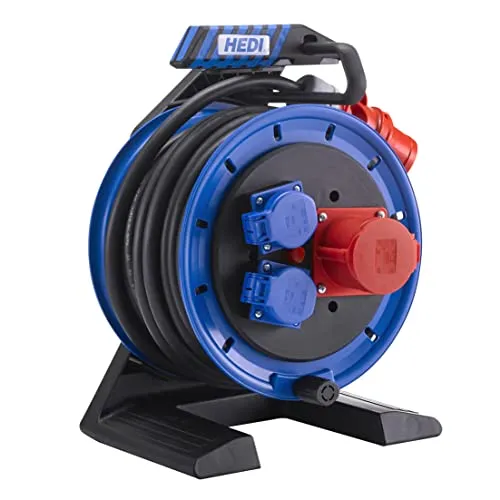 Hedi K7AD2016T2 - All-plastic three-phase cable drum G7 COMPANION Ø 250 mm 20 m H07RN-F 5G2.5 mm², 2x protective contact s...