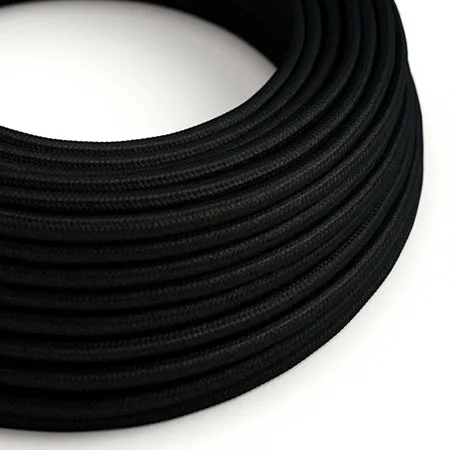 Metro de cable negro textil - KKCA0001 con Conectores de Latón