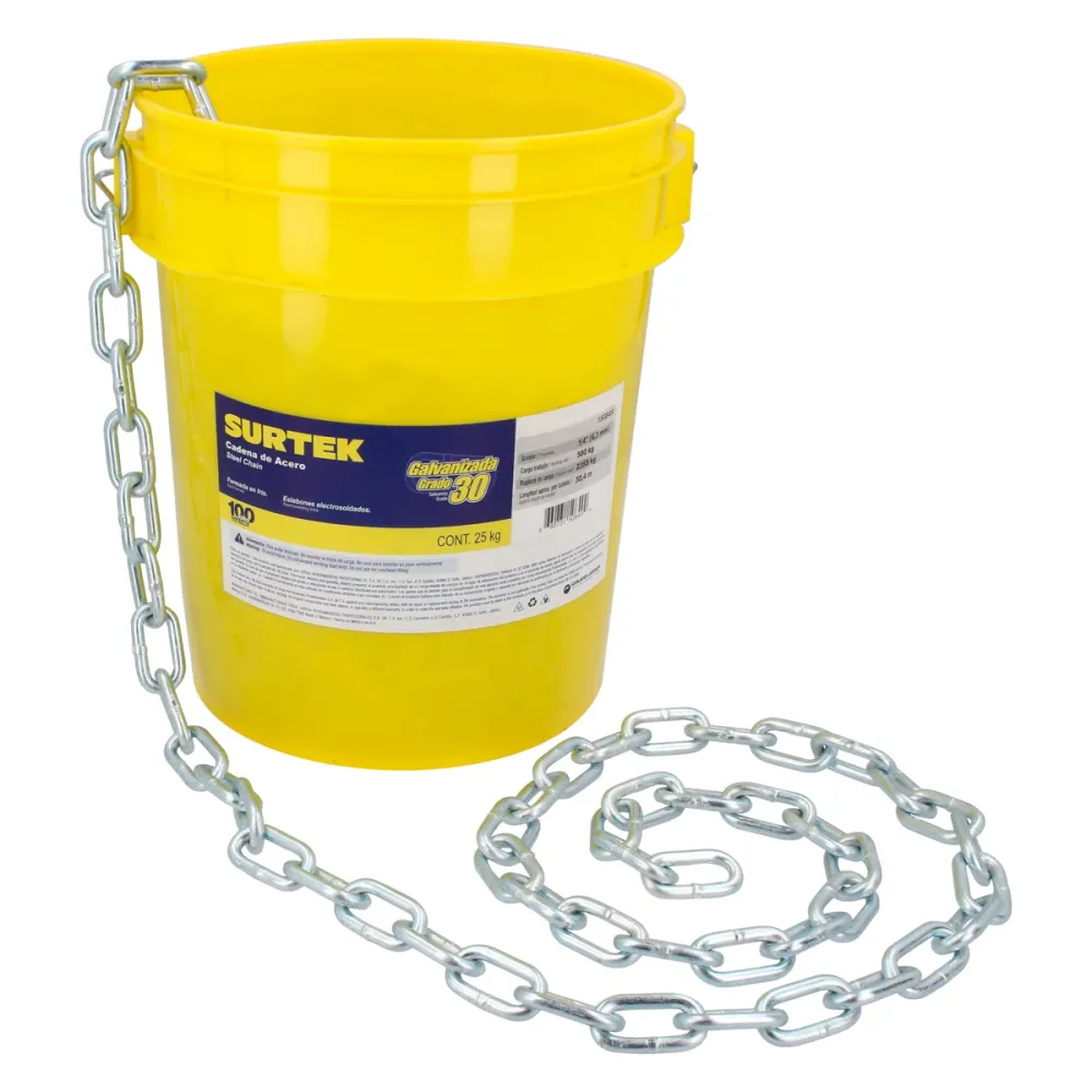 Cadena de Acero para Amarre Cadena grado 30 galvanizada 25 kg, 1/4" Surtek
