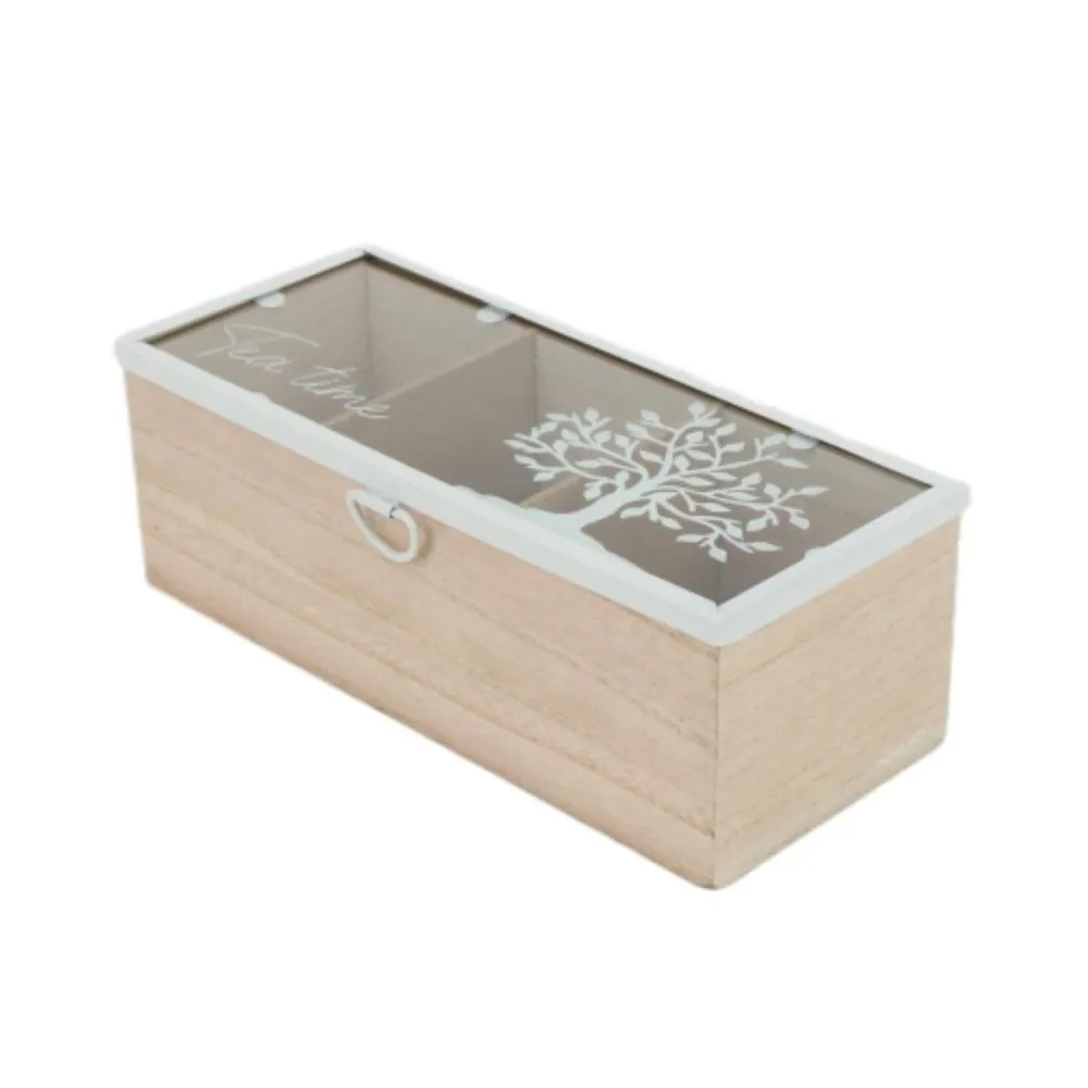 Caja De Te 3 Cubiculos 23.5*10*6cm en Aluminio Anodizado