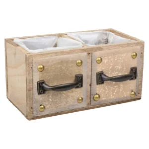 Cajón de madera marrón 20x10x10,5 con Conectores BNC