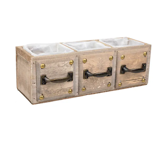Cajón de madera marrón 30x10x10,5 con Certificado de Calibración