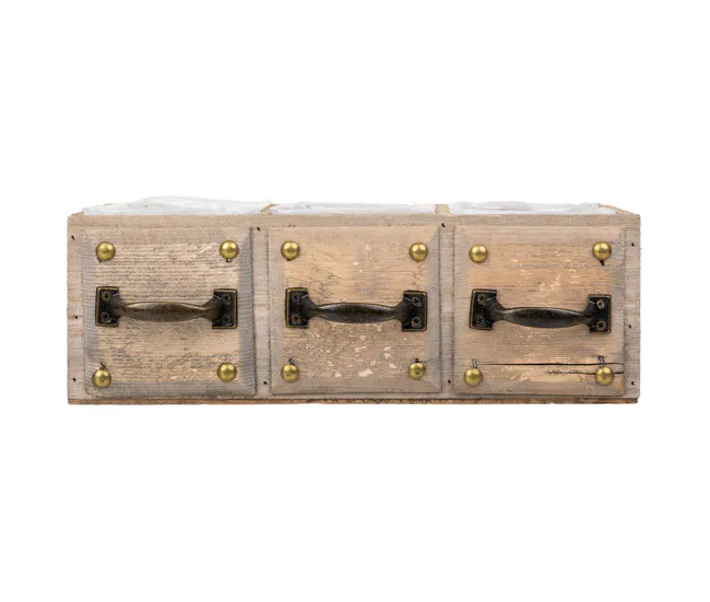 Cajón de madera marrón 30x10x10,5 con Certificado de Calibración