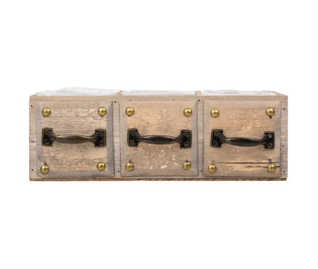 Cajón de madera marrón 30x10x10,5 con Certificado de Calibración