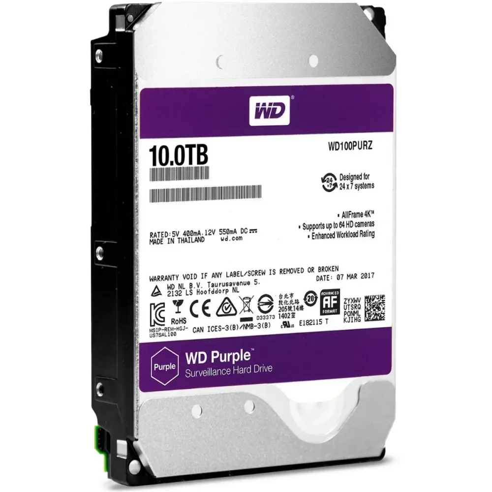 Calibración Certificada Western digital wd100 purz disco firme interno 10 tb 3.5 Pulg, 256 m sata3 5400 rpm