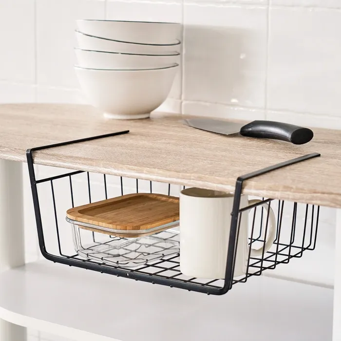 Cesta colgante estante metálico negro 30 x 24,50 x 14,50 cm