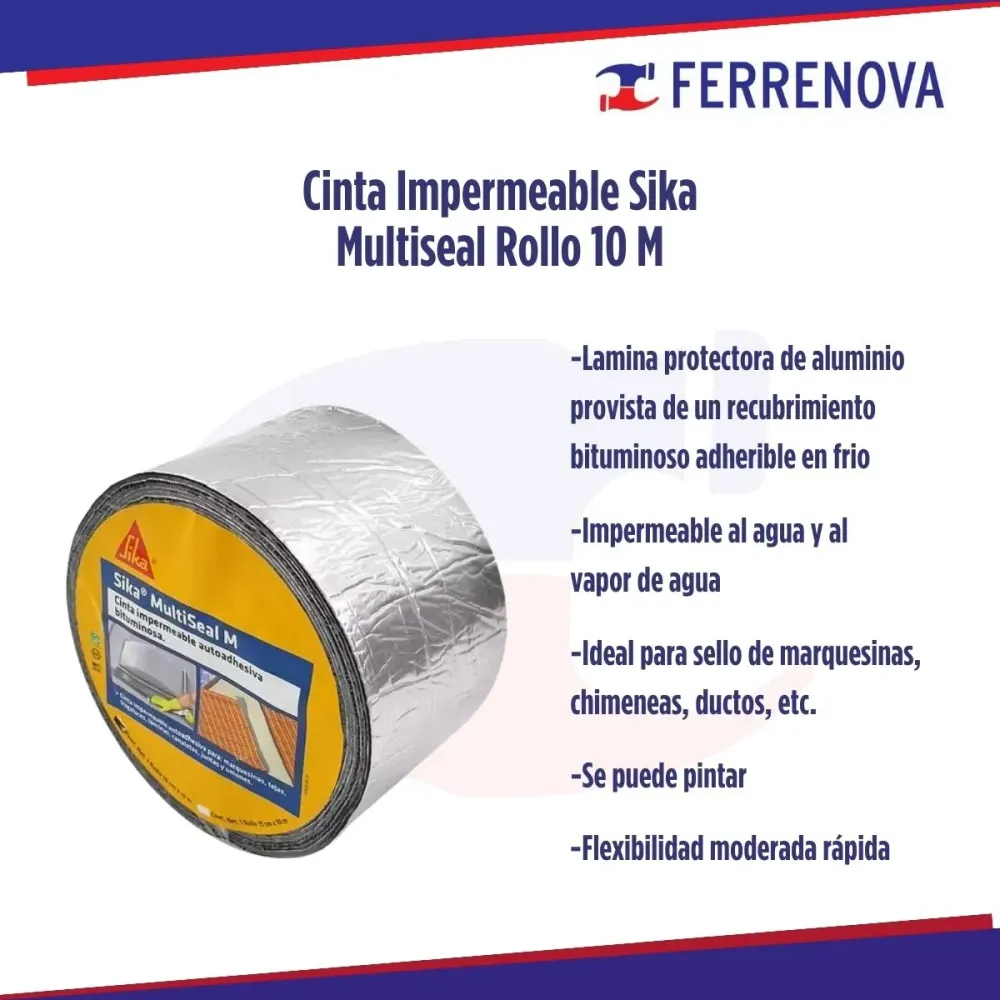 Cinta autoadhesiva impermeable 10 m x 10 cm sika multiseal m con Conectores BNC