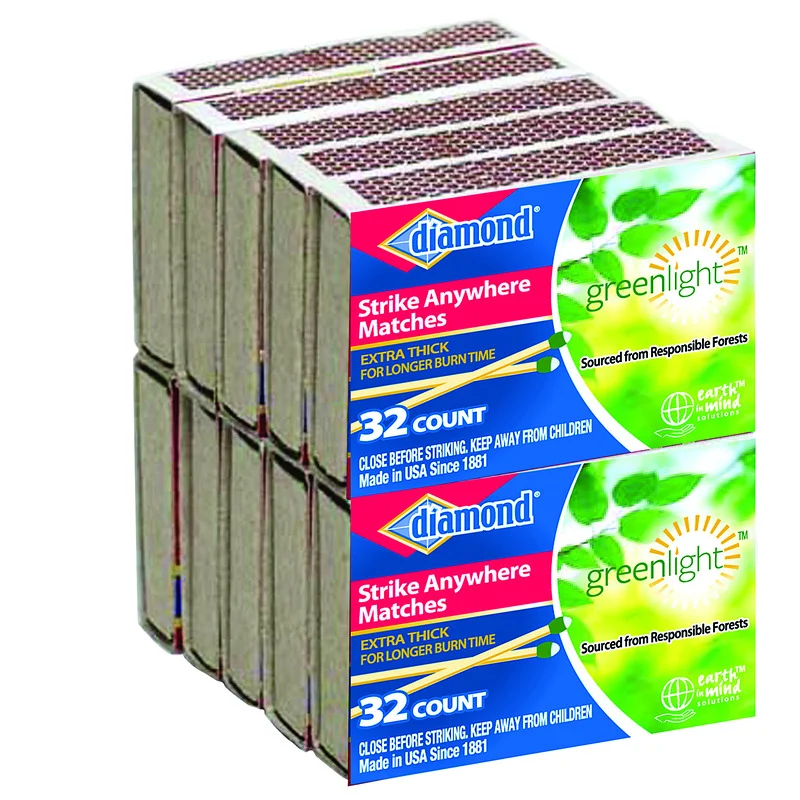 Cerillas de fósforos Diamond Greenlight de 2,9 pulgadas de largo que se pueden usar en cualquier lugar, 32 piezas (caja de...