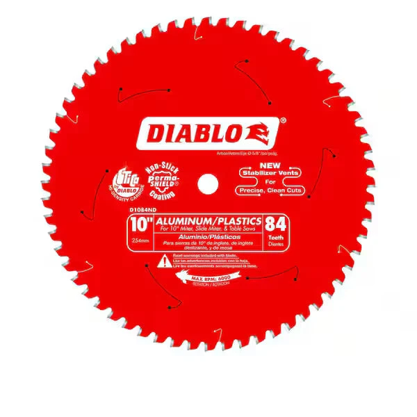 Hoja Sierra DIABLO D1084L 10" 84 Dientes Laminado y Acero No Ferroso