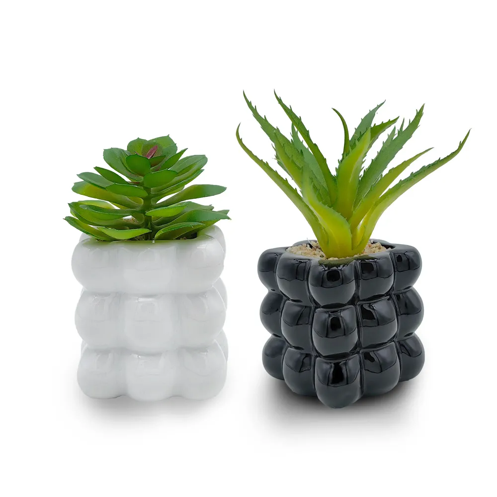Maceta artificial de cerámica cuadrada, paquete de dos, 8 x 15 cm para Laboratorios de Electrónica