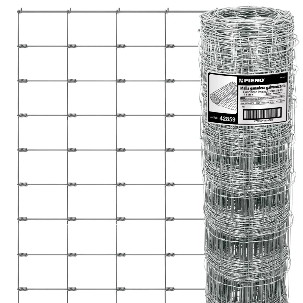 Malla ganadera de acero galvanizado, 1.0 X 50 m con Garantí de Precisión